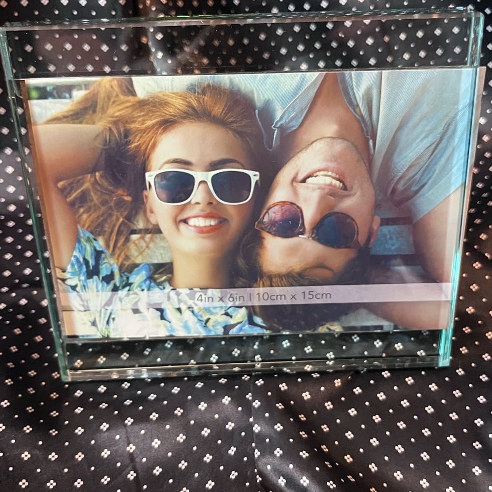 Glass Photo Frame with Black and White Accents